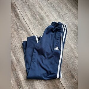 adidas Navy and White Kids Joggers with Side Stripes